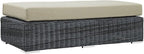 Modway Summon Wicker Rattan Outdoor Patio Sunbrella® Fabric Rectangle Ottoman in Canvas Antique Beige