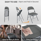 VINGLI 20 Pack Folding Chairs with Padded Seats, Metal Frame with Pu Leather Seat & Back, Capacity 350 lbs, Gray