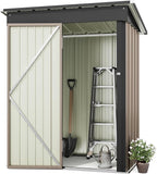 Storage Shed, 5 x 3 ft. Metal Utility Shed with Lockable Door, Brown