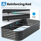 Quictent Galvanized Raised Garden Bed Kit, 8x4x1.5 ft Oval Metal Planter Box Tall for Vegetables Outdoor Backyard, Strengthened by Crossbar, Dark Gray