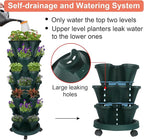 GameXcel Vertical Planter 7 Tier Stackable Planters Garden Planters Strawberry Herb Flower and Vegetable Planter Indoor Outdoor Gardening Pots with Removable Wheels and Tools - Green
