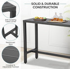 Outdoor Bar Table, Patio Console Pub Height Tables with Powder Coated Steel Frame, Weather Resistant Waterproof Top for Hot Tub, Balcony, Garden, Yard, Poolside (Grey, 47" Narrow Bar Table)