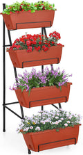 OYEAL Raised Garden Bed 4 Tier Vertical Garden Planter Indoor Outdoor Herb Planter with Legs Elevated Garden Planters for Flowers Vegetables Plants, Brick Red