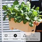 Self-Watering Rectangle Planter Boxes 8-Pack, 15.7-Inch Window Box Planter with Drainage Holes & Trays, Pots for Vegetables, Herbs, Flowers, Garden Windowsill Balcony (Yellow)