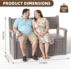 EasyUp 80 Gallon Wood Grain Style Outdoor Storage Bench, Waterproof and Lockable Deck Box Outdoor Storage Furniture for Patio,Garden,and Porch – Perfect for Storing Garden Tools and Cushions(Gray)