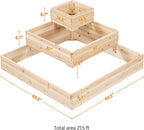 Yaheetech 3 Tier Wooden Raised Garden Bed 44.5'' L×44.5″ W×20.5″ H, Horticulture Open-Bottom Planter Raised Garden Bed for Flowers/Herbs/Vegetables Planter Flower Box