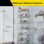 GIOTORENT 6-Wire Standing Storage Shelf, Metal Shelving Unit Pantry Rack for Laundry Kitchen Bathroom Organizer(Silver)