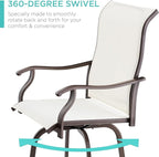 Best Choice Products Set of 2 Swivel Barstools, Bar Height Outdoor Chairs, 360 Rotating Patio Bar Stools w/All-Weather Mesh, 300lb Capacity - Ivory