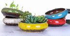 VanEnjoy 7.3 inch Round Large Shallow Succulent Ceramic Glazed Planter Pots with Drainage Hole, Bonsai Pots Garden Decorative Cactus Stand Flower Container (Green)