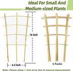 16Inch 5Pack Bamboo Trellis for Climbing Plants, Garden Ladder Trellis for Potted Plants Indoor, Fan Shaped Small Plant Support Trellis for HousePlants Ivy Vine Monstera 3-4