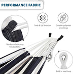 Vivere Double Sunbrella Hammock with Space-Saving Steel Stand, Heavy-Duty Portable Outdoor Hammock Set for Backyard, Patio, or Travel, Harbor