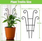 Coomin Small Plant Trellis for Climbing Plants Indoor, 14.5in Metal House Plant Trellis for Potted Plants, Mini Plant Support for Hoya Pothos, Black