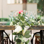 Champagne Eucalyptus Garland with Roses, 2 Pack Artificial Greenery