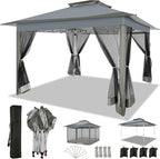 COBIZI 12x12 FT Pop up Gazebo on Clearance Outdoor pop up Canopy Tent,carpas para Patio, Shelter Tents with Sandbags & Portable Carry Bag, Patio Gazebos for Camping, Garden & Lawn, Darkgrey(Upgraded)