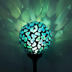 VCUTEKA Solar Lights Outdoor Decorative - Mosaic Solar Garden Light Waterpoof LED Pathway Stake Light for Landscape Lawn Patio Yard Decoration, Blue 1 Pack