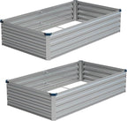 Vengarus 6x3x1FT (2 Pack) Galvanized Raised Garden Bed Kit, Outdoor Metal Planter Box for Vegetables, Rectangular Steel Container, Easy Assembly (Silver)