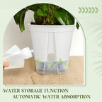 Self Watering Pots for Indoor Plants with Deep Reservoir and High Drainage Holes for Outdoor Plants and Flowers, Bare Root Planter(4.72'', 5.91'', 7.09'',White,9 Pcs)