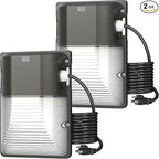 CINOTON 30W Plug in LED Wall Pack Light with Dusk to Dawn Sensor, 3600LM, 5000K Daylight [120Vac] Outdoor Wall Lights IP65 Waterproof LED Security Flood Lighting for Garage Warehouse with 6Ft US-Plug