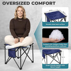 FUNDANGO Oversized Camping Stool for Adults, 2 Pack Thick Padded 18.1 Inch Folding Ottoman Foot Rest, 440 Lbs Heavy Duty Outdoor Camp Chairs with Anti-Slip Foots & Carry Bag for Fishing Travel (Blue)