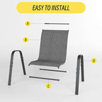 Betterhood Patio Chairs Set of 4, Stackable Outdoor Dining Chairs Set with Breathable Seat Fabric, All-Weather Powder-Coated Metal Frame for Deck, Pool Side and Backyard, 350LBS Capacity (Grey)