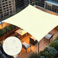 Artpuch Waterproof Sun Shade Sail, 8'x10' Cream Rectangular, UV Resistant Rain Canopy, Curved Edges Shade Cloth for Outdoor Patio, Deck, Yard (Customizable)