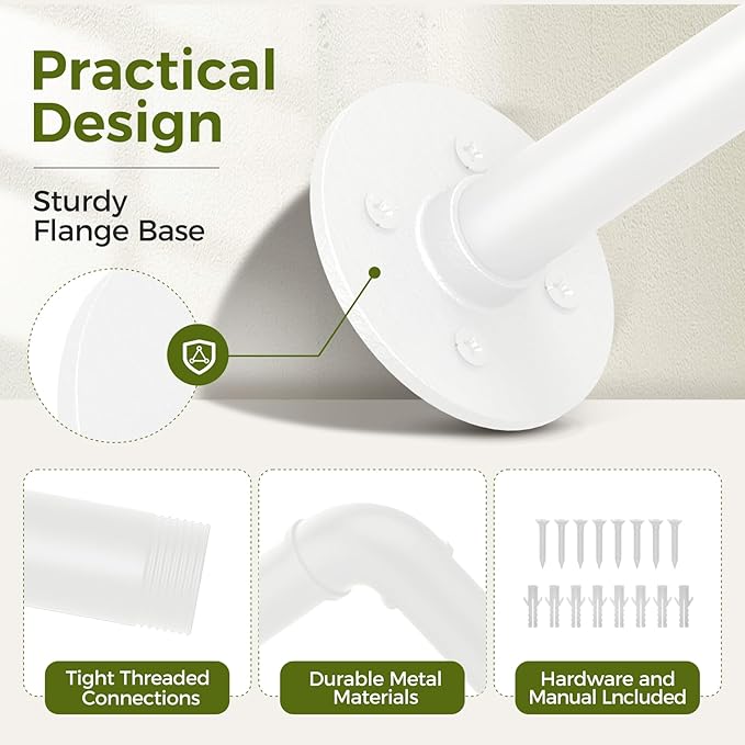 Bamworld Hanging Planters for Indoor Plants Plant Hanger Indoor Hanging Plant Holder Window Plant Shelves Metal Rod(Pot&Plant Not Included) 35.8in White
