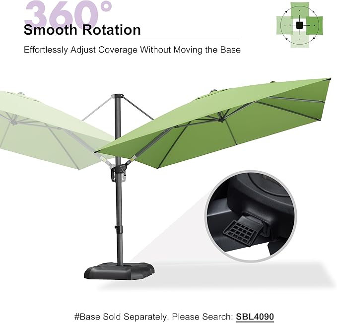 10 Feet Patio Umbrella Outdoor Cantilever Square – Green, 10Feet