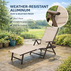 Kozyard Aluminum Outdoor Chaise Lounge Chair, Adjustable Reclining Patio Lounge with Drink Holder, Weather-Resistant Pool, Deck & Yard Recliner, Assemble-Free(2Pack, Beige)