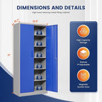 Yizosh Metal Garage Storage Cabinet with 2 Doors and 5 Adjustable Shelves - 71" Steel Lockable File Cabinet,Locking Tool Cabinets for Office,Home,Garage,Gym,School (Gray Blue)