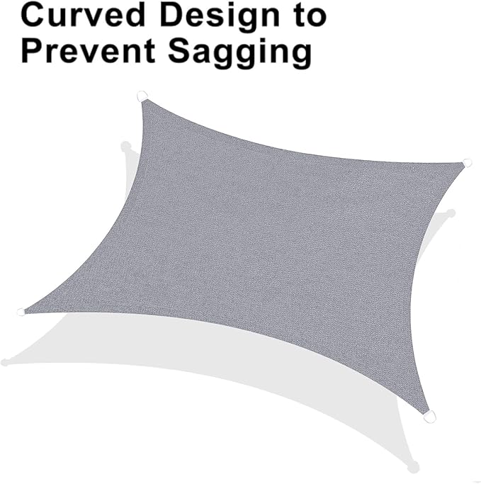 LOVE STORY Custom Size 7'x7' Silver Grey Sun Shade Sail Rectangle UV Block Canopy Patio Sail Sunshades Fabric for Outdoor Garden Carport (We Make Custom Size)