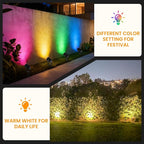 Multi Colored Spotlights Outdoor: RGBW LED Spot Light Plug in 120V Remote Control 16 Color Changing Landscape Light Spot for Lawn Yard Garden Outside Path Tree Holiday Décor, 4 Pack (RGB+Warm White)