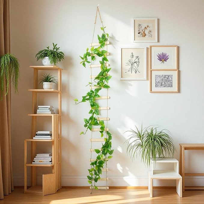 Wooden Ladder Plant Trellis for Climbing Plants – 6ft Extra Tall Indoor & Outdoor Wooden Trellis Garden Plant Support, Easy to Install for Vines, Ivy, Pothos, Monstera, Potted Plants