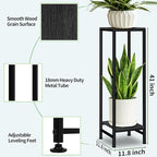 Plant Stand Indoor, 41'' Tall Plant stands for Indoor Outdoor Plants, 2 Tier Heavy Duty Metal Pedestal Stand Modern Display Rack for Living Room, Black