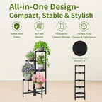 Tall Plant Stand Indoor Outdoor, Corner Metal Flower Pot Stands for Multiple Plants, 5 Tier Heavy Duty Plant Shelf for Patio Garden Balcony Living Room Bedroom - BlackDisk