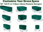 9-in-1 Galvanized Steel Raised Garden Bed // 8×2×1.5 ft Modular Planter for Gardening, Vegetables, Flowers // 18" Tall Metal Raised Garden Beds Outdoor (Dark Green) // Patented Design Planter Box