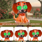 Dog Solar Garden Stakes with Cute Moving Eyeball Lights for Outdoor Yard Patio Decor, 39.3" Dog Solar Lights Outdoor Metal Garden Decor for Outside