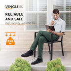 VINGLI Outdoor Dining Chairs Set of 4, Metal Frame Patio Chairs with Armrests, Patio Dining Chairs Garden Chairs for Yard, Front Porch and Deck, Black