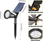 T-SUN Solar Spotlights, 7 LED Solar Lights Outdoor Waterproof, Auto ON/Off Adjustable Solar Garden Pond Lights for Tree, Patio, Yard, Garden, Driveway, Stairs, Pool Area (Yellow- 4 Pack)