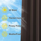 NICETOWN Outdoor Curtain 95 Long for Patio Waterproof, Thermal Insulated Blackout Curtain/Drape with Grommets on Top and Bottom for Indoors and Outdoors (1 Piece, 52 Inch by 95 Inch, Toffee Brown)