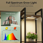 Plant Stand Indoor with Grow Lights 11 Tiered Wood Indoor Plant Shelf 62" Tall Plant Stand Metal Frame for Indoor Plants Multiple Flower Pot Holder, Large Plant Rack for Living Room Patio Corner
