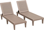 Greesum Outdoor Chaise Lounge Chairs Set of 2 with 5-Position Adjustable Backrest, Waterproof PP Sun Loungers for Garden Pool Beach Patio Deck Sunbathing, Light Coffee