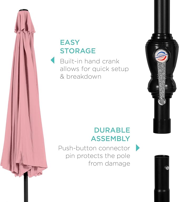 Best Choice Products 10ft Outdoor Table Compatible Steel Polyester Market Patio Umbrella w/Crank and Easy Push Button Tilt