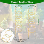 17.5 Inch Plant Trellis Indoor for Climbing Plants,Metal Small Garden Trellis for Potted Plants,Plant Stakes for Indoor Plants Accessories Hoya,Flower,Plant Support,Plant Gifts Gold 2PCS