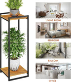 2-Tier Plant Stand Indoor, 34" Tall Modern Plant Shelf Corner Flower Pot Holder Organizer for Living Room Balcony Garden, Rustic Brown