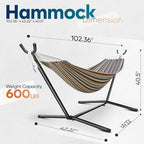 Hammock with Stand for Outside, 600lbs Portable Hammock with Steel Frame for 2-Person Outside Patio, Heavy Duty, Easy Assembly