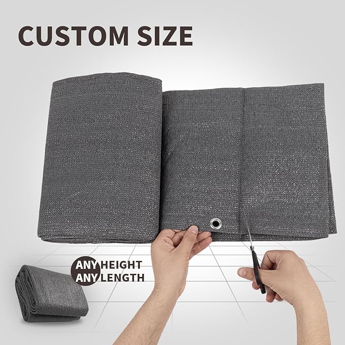 LOVE STORY Custom Size 3'x10' Dark Grey Balcony Privacy Screen,UV Block Privacy Fence Screen,90% Shield for Outdoor Pool Garden Apartment Railing