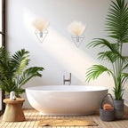 2 Pieces Wall Decor Hanging Planters with Artificial Plants Metal Hanging Vase Indoor Plants Holder Modern Boho Wall Art for Bathroom Bedroom Living Room Decor(Silver,Pampas Grass)