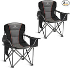 ALPHA CAMP Heavy Duty Camping Chair 500LBS Capacity, Oversized Folding Chair for Heavy People, Padded Portable Outdoor Chair with Cooler Bag & Cup Holder for Camping, Fishing, Beach