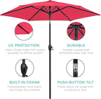 Best Choice Products 7.5ft Heavy-Duty Round Outdoor Market Table Patio Umbrella w/Steel Pole, Push Button Tilt, Easy Crank Lift - Hot Pink