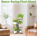 iDavosic.ly 3 Tier Indoor Plant Stand, Corner Tall Metal & Wood Flower Shelf, Orchid Display Rack for Living Room Balcony Patio Porch, Space Saving & Multifunctional Display, Black & Brown